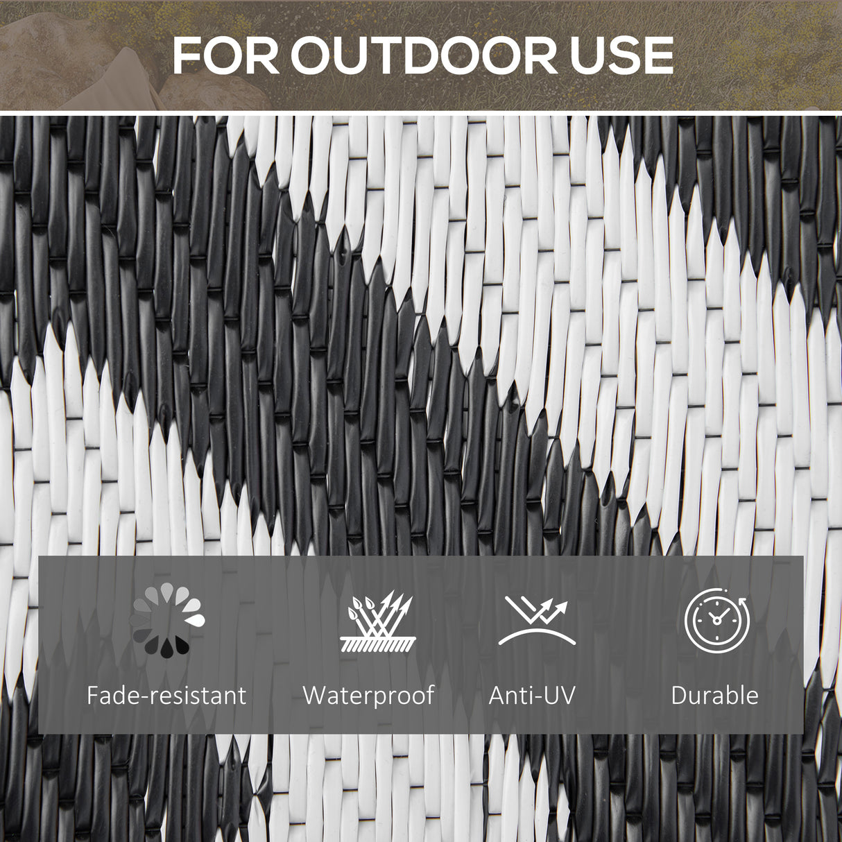 Polypropylene Outdoor Reversible Plastic Straw Rug 243cm Wide - Velmora