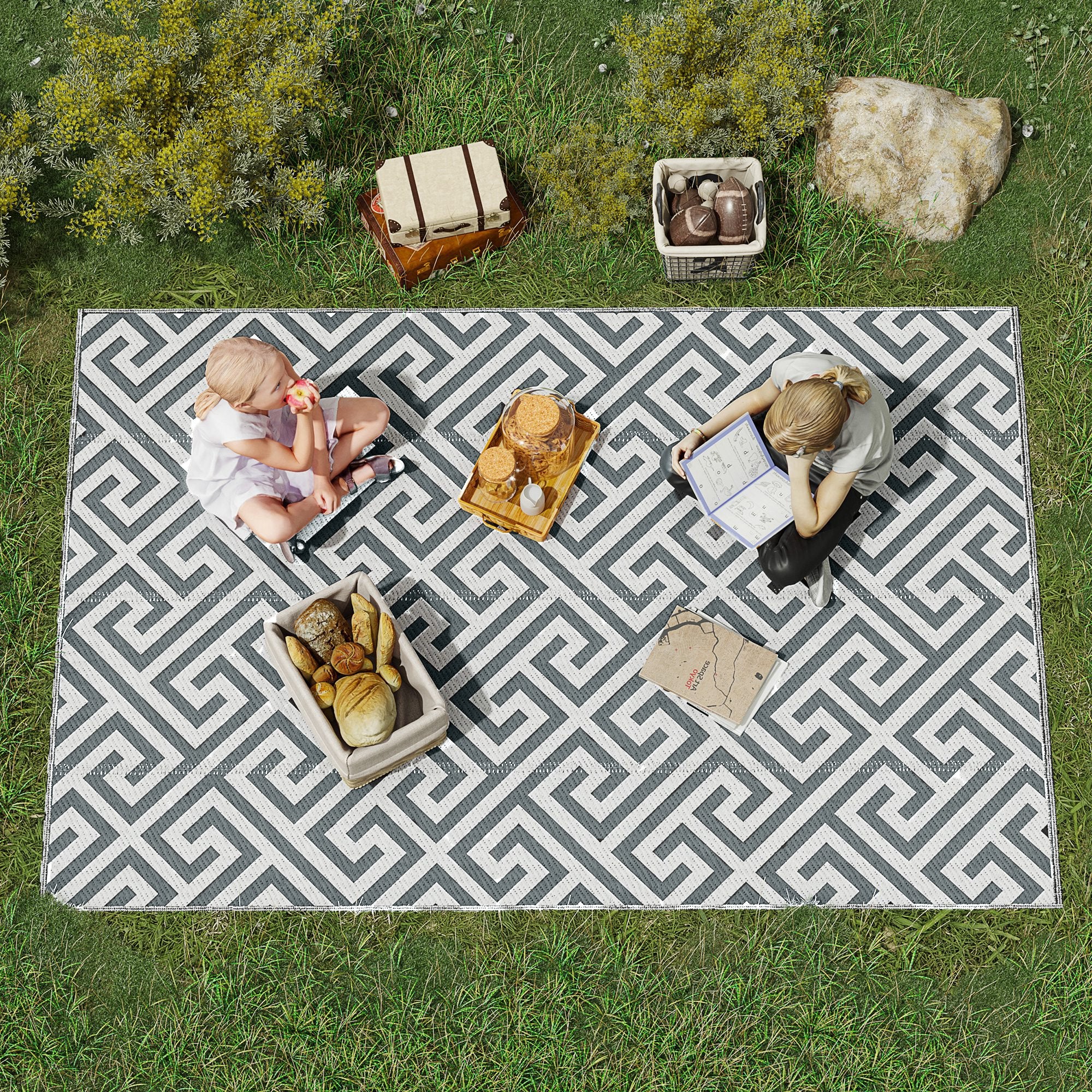 Polypropylene Outdoor Reversible Plastic Straw Rug 243cm Wide - Velmora