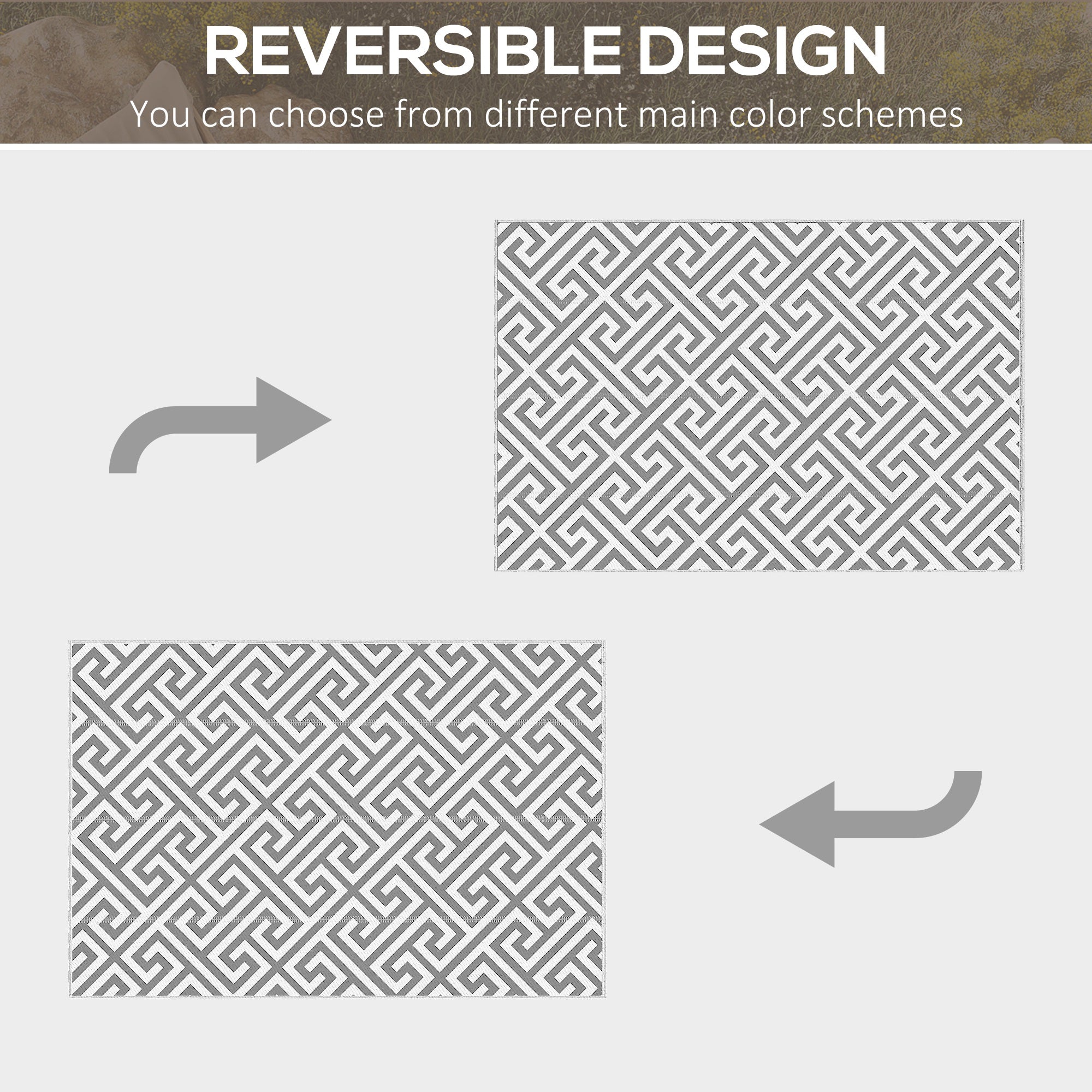 Polypropylene Outdoor Reversible Plastic Straw Rug 243cm Wide - Velmora