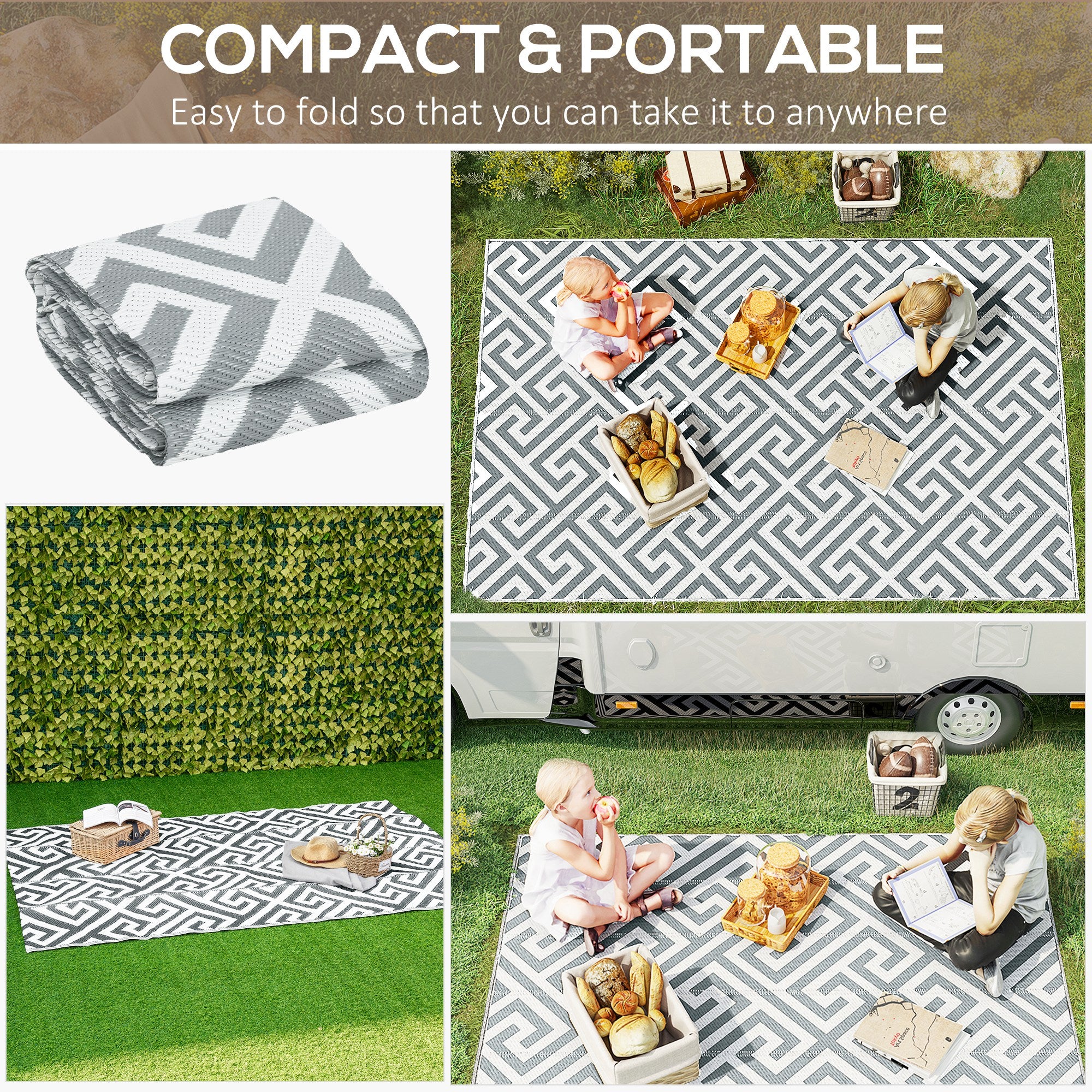 Polypropylene Outdoor Reversible Plastic Straw Rug 243cm Wide - Velmora