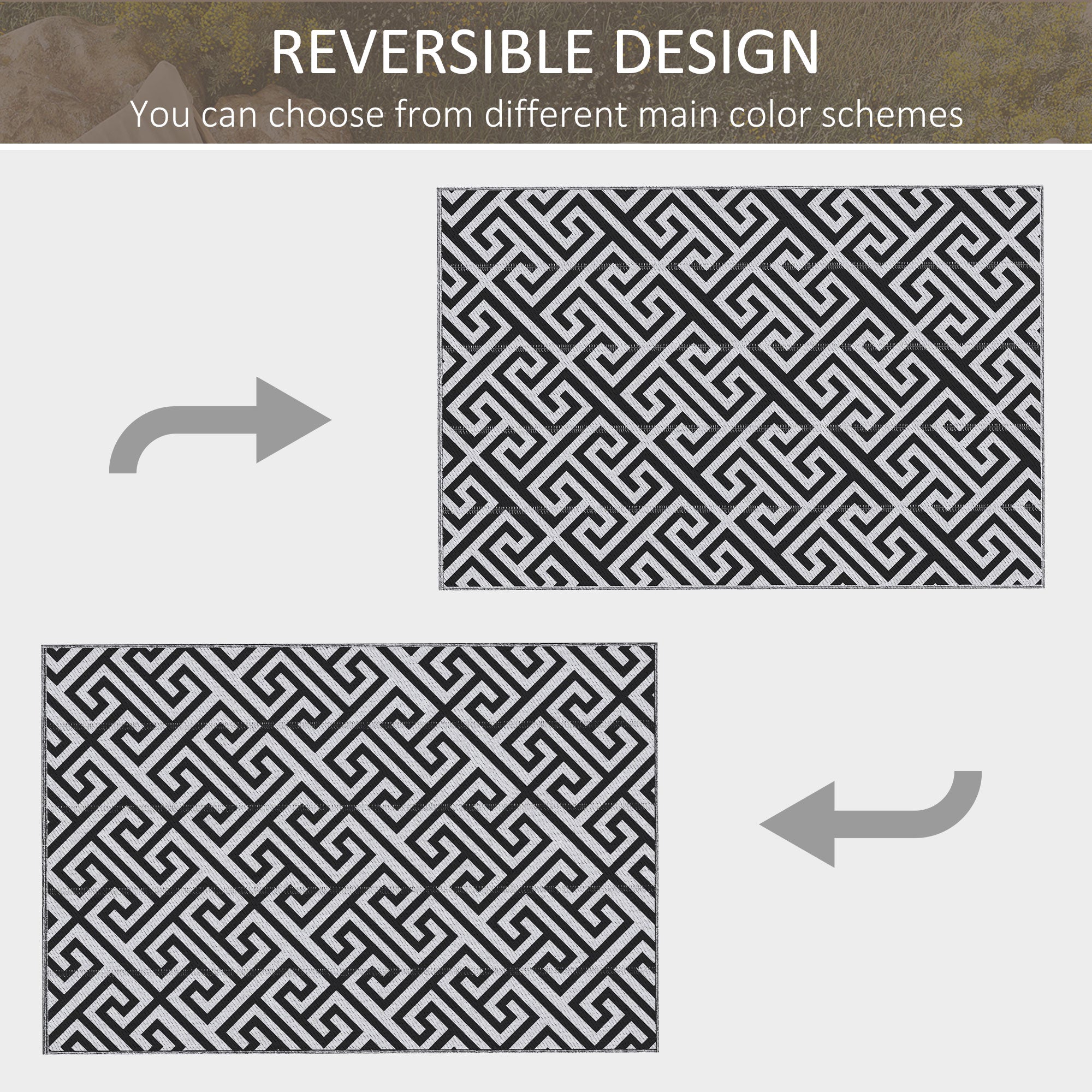 Polypropylene Outdoor Reversible Plastic Straw Rug 274cm Wide - Velmora