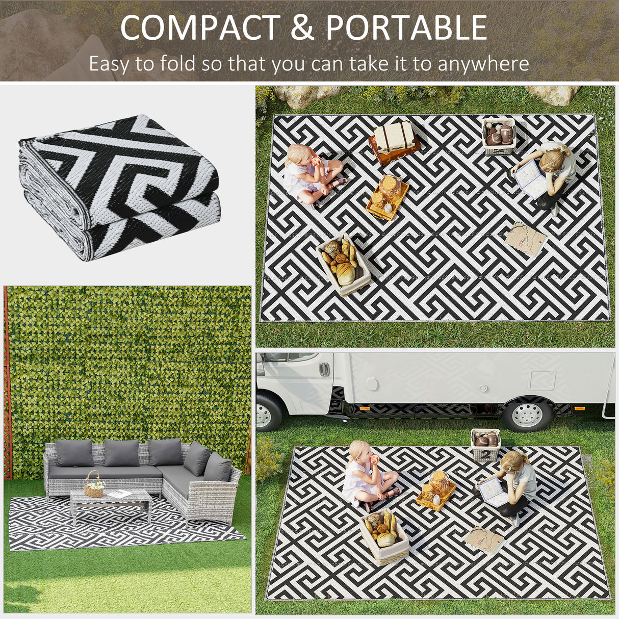 Polypropylene Outdoor Reversible Plastic Straw Rug 274cm Wide - Velmora