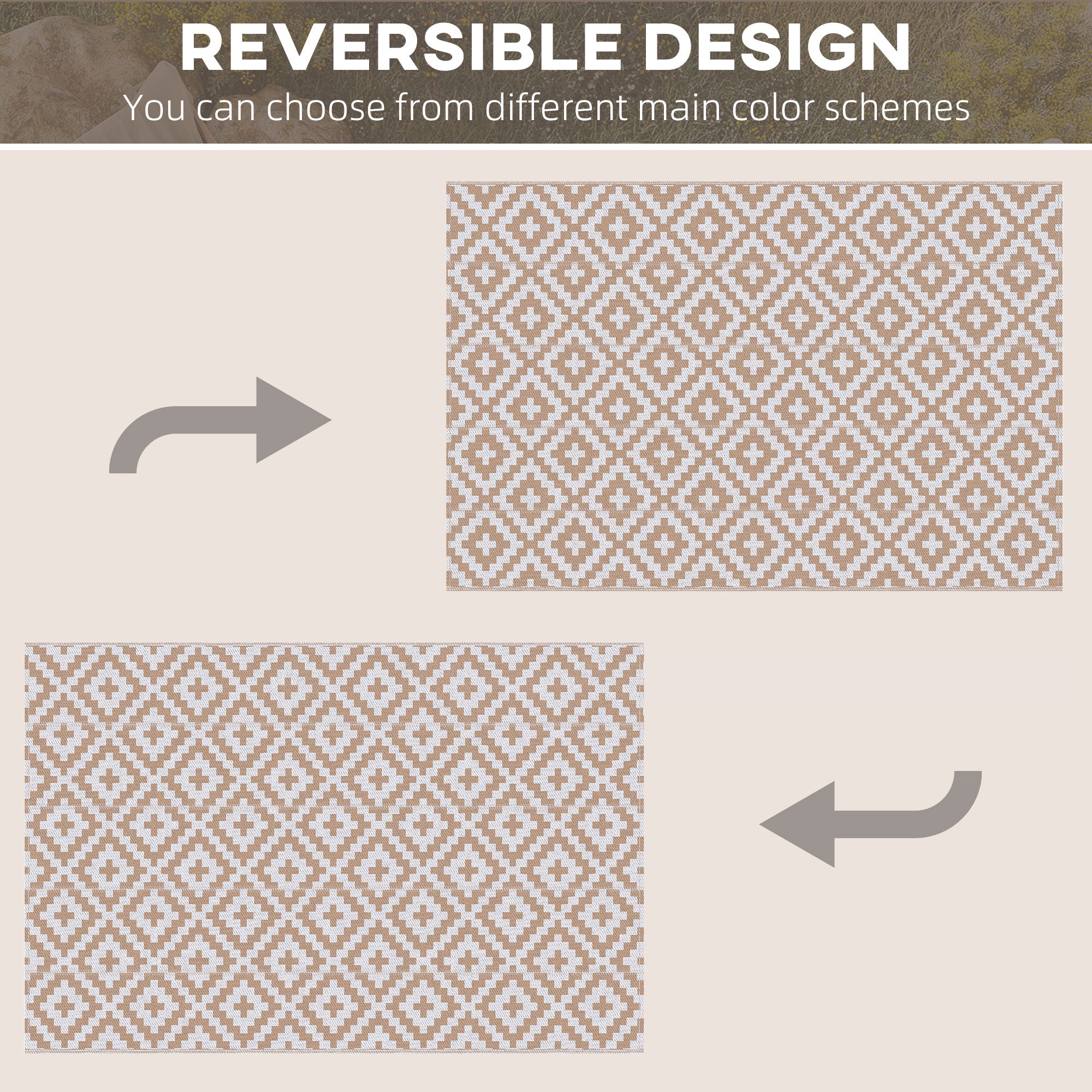 Polypropylene Outdoor Reversible Plastic Straw Rug 274cm Wide - Velmora