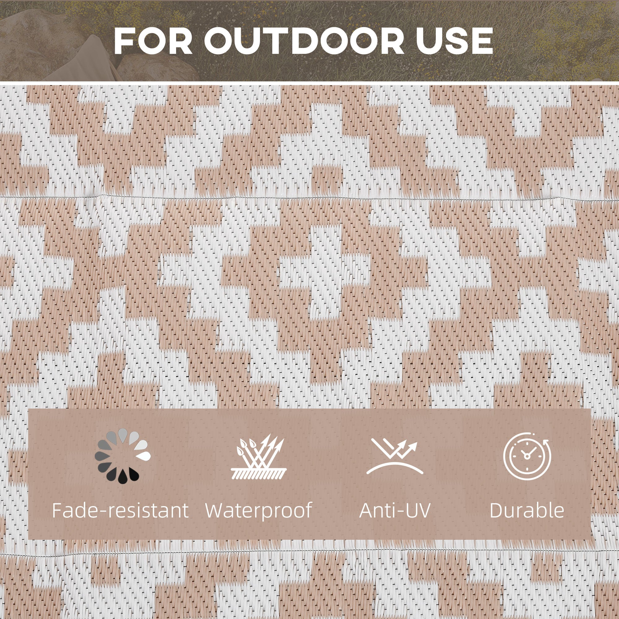 Polypropylene Outdoor Reversible Plastic Straw Rug 274cm Wide - Velmora