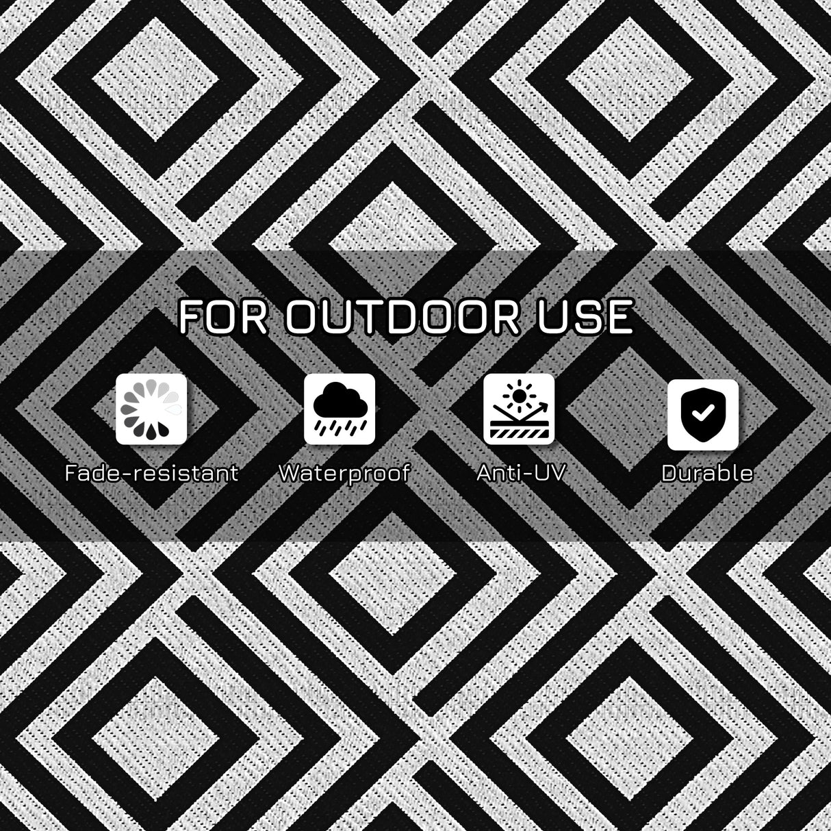 Polypropylene Outdoor Reversible Plastic Straw Rug 274cm Wide With Carry Bag - Velmora