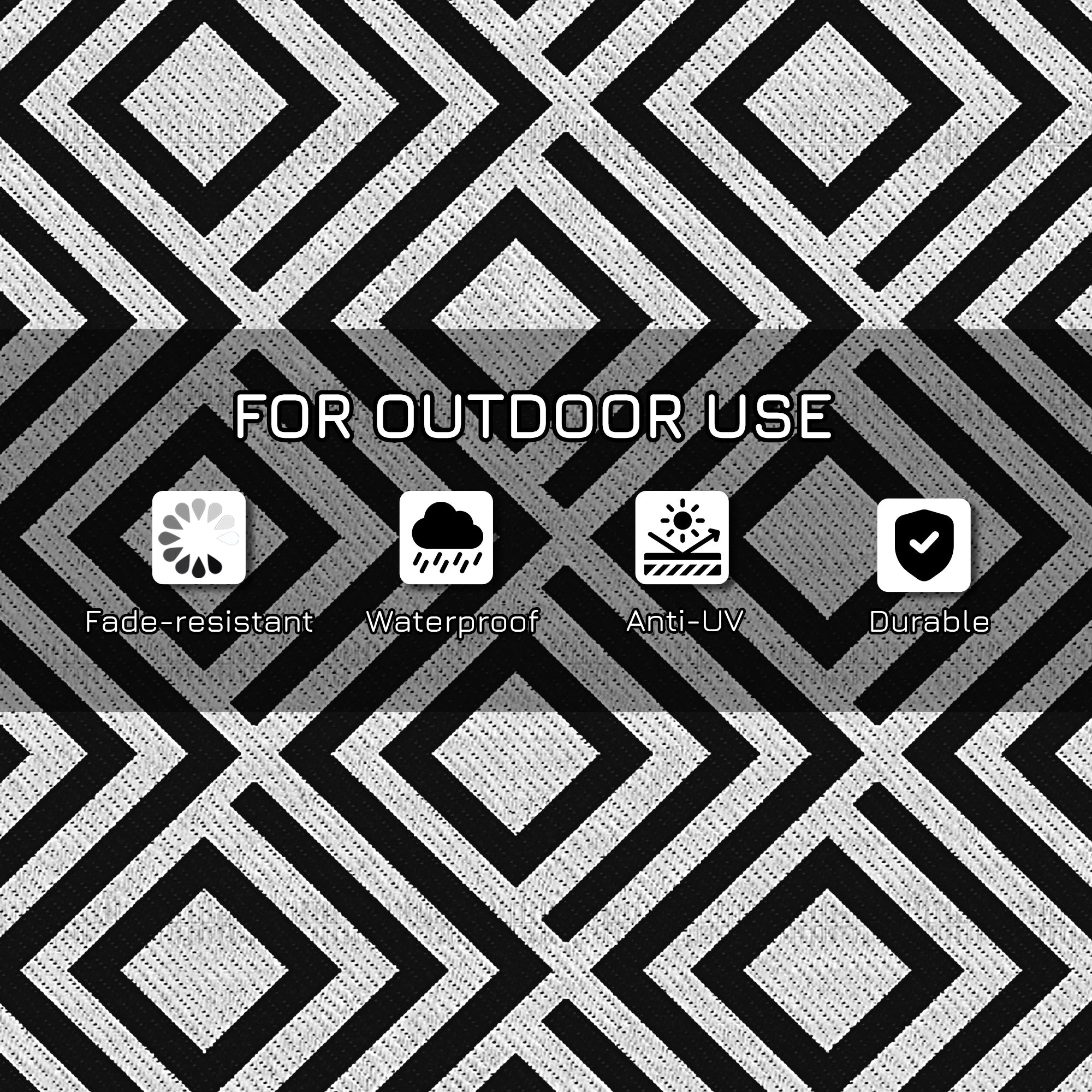 Polypropylene Outdoor Reversible Plastic Straw Rug 274cm Wide With Carry Bag - Velmora