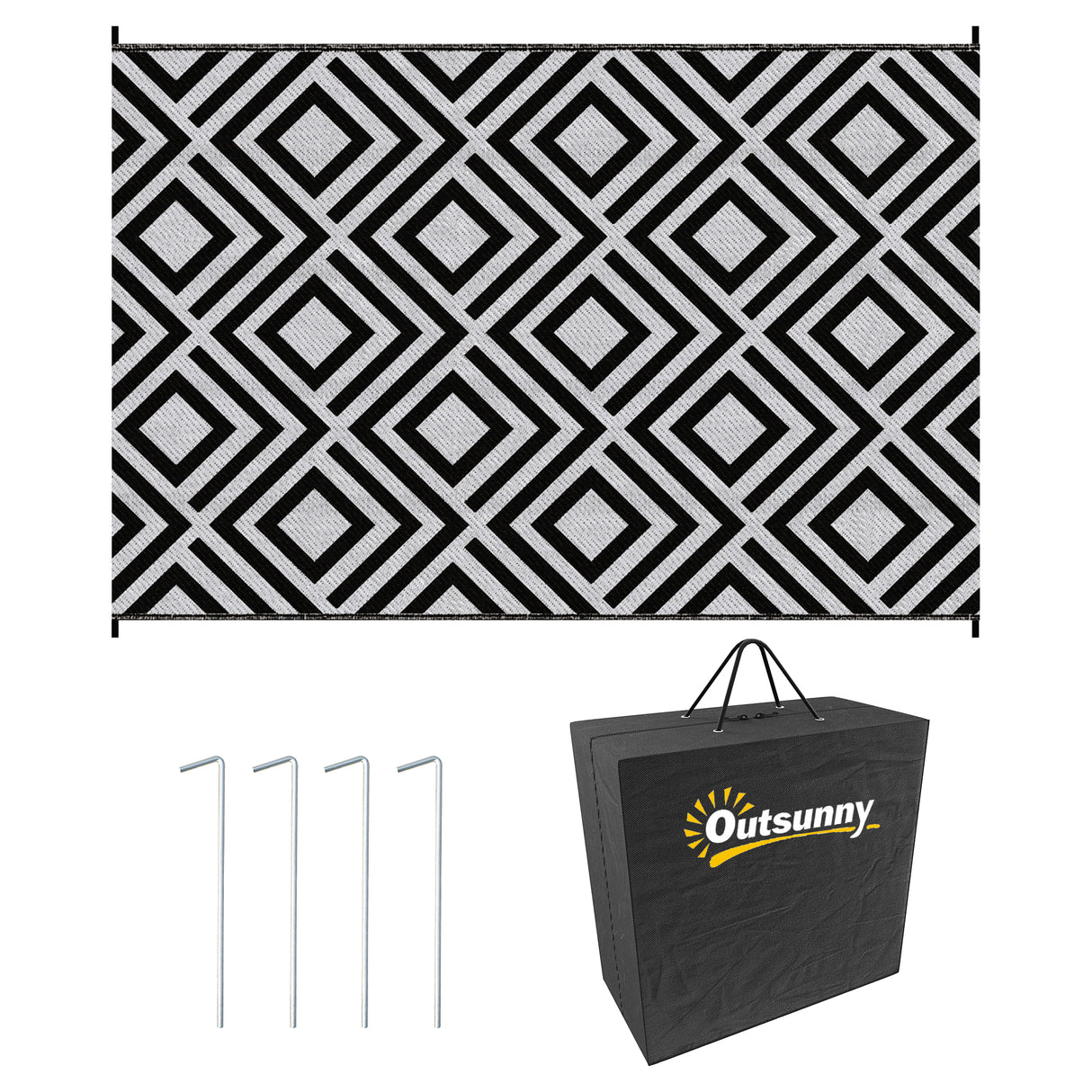 Polypropylene Outdoor Reversible Plastic Straw Rug 274cm Wide With Carry Bag - Velmora