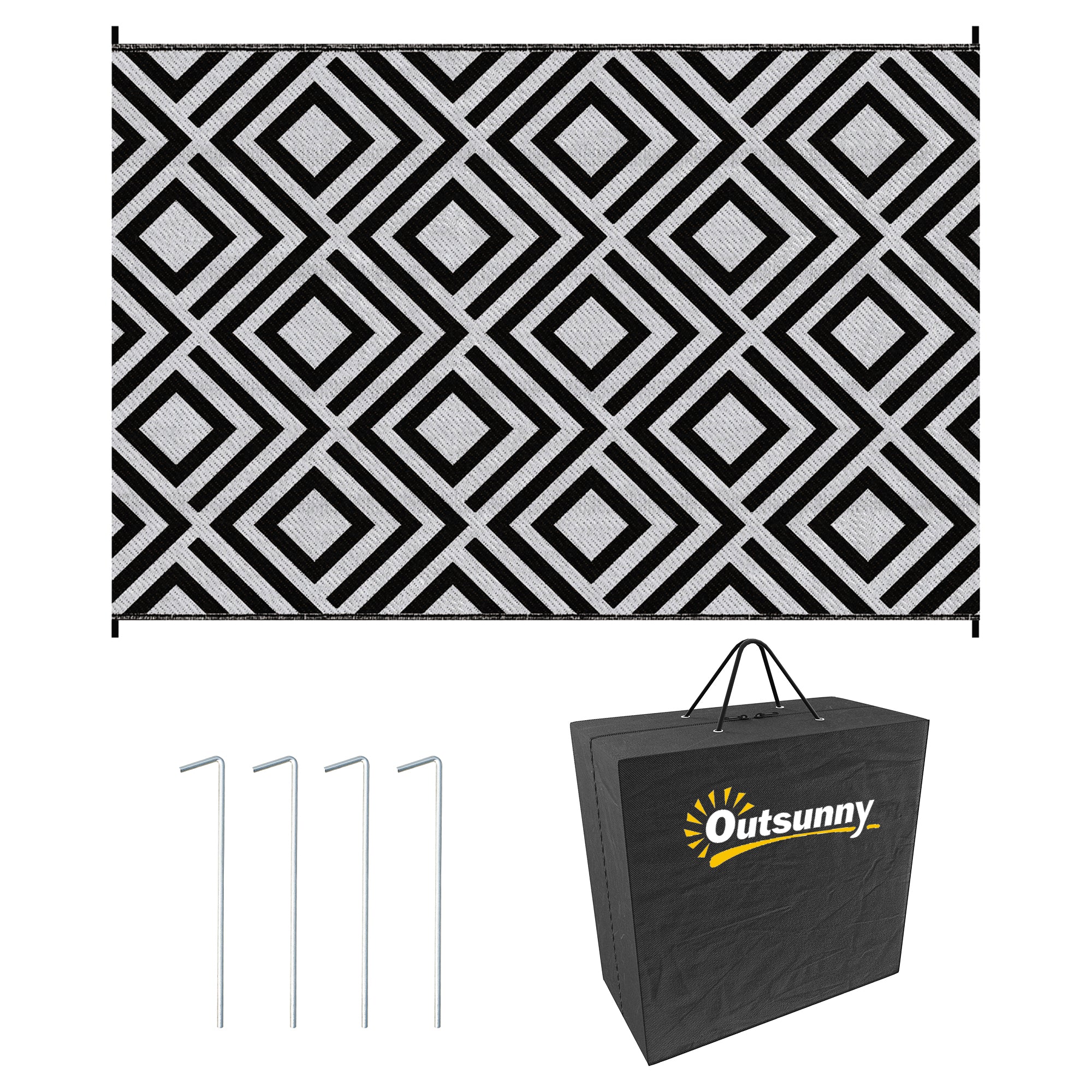 Polypropylene Outdoor Reversible Plastic Straw Rug 274cm Wide With Carry Bag - Velmora