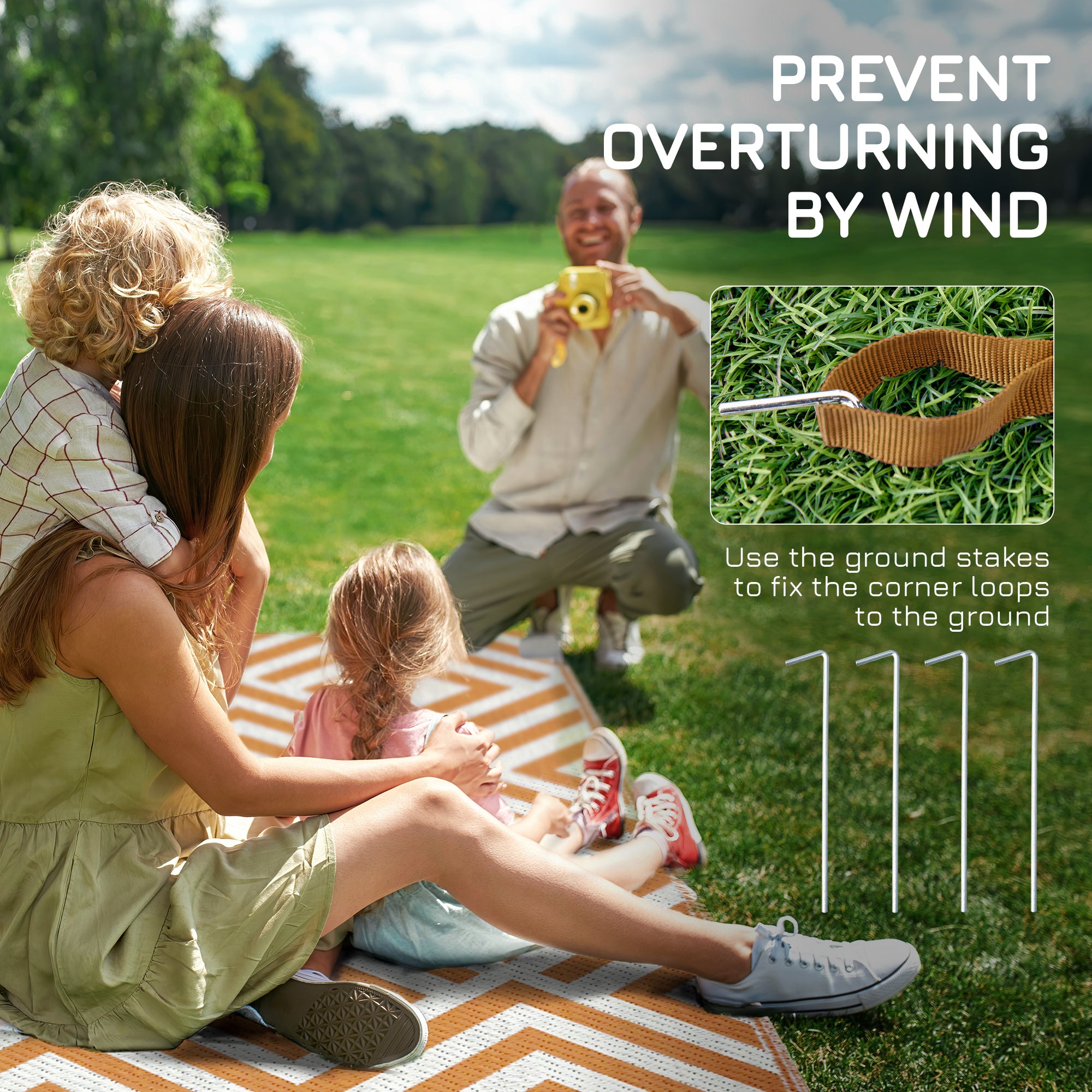 Polypropylene Outdoor Reversible Plastic Straw Rug 274cm Wide With Carry Bag - Velmora