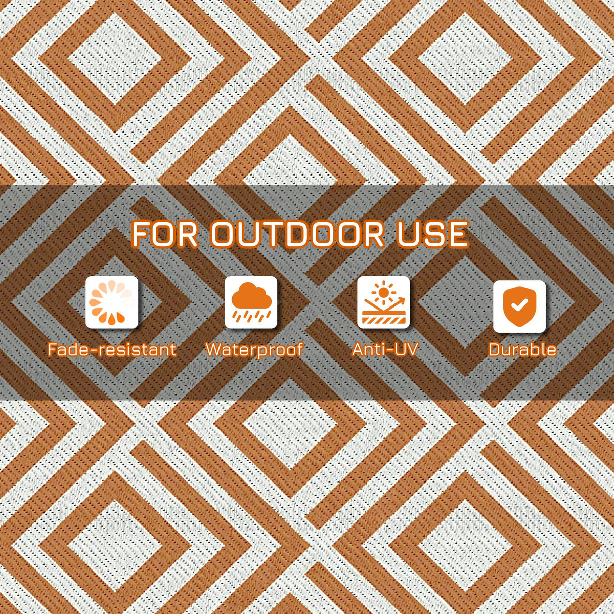Polypropylene Outdoor Reversible Plastic Straw Rug 274cm Wide With Carry Bag - Velmora