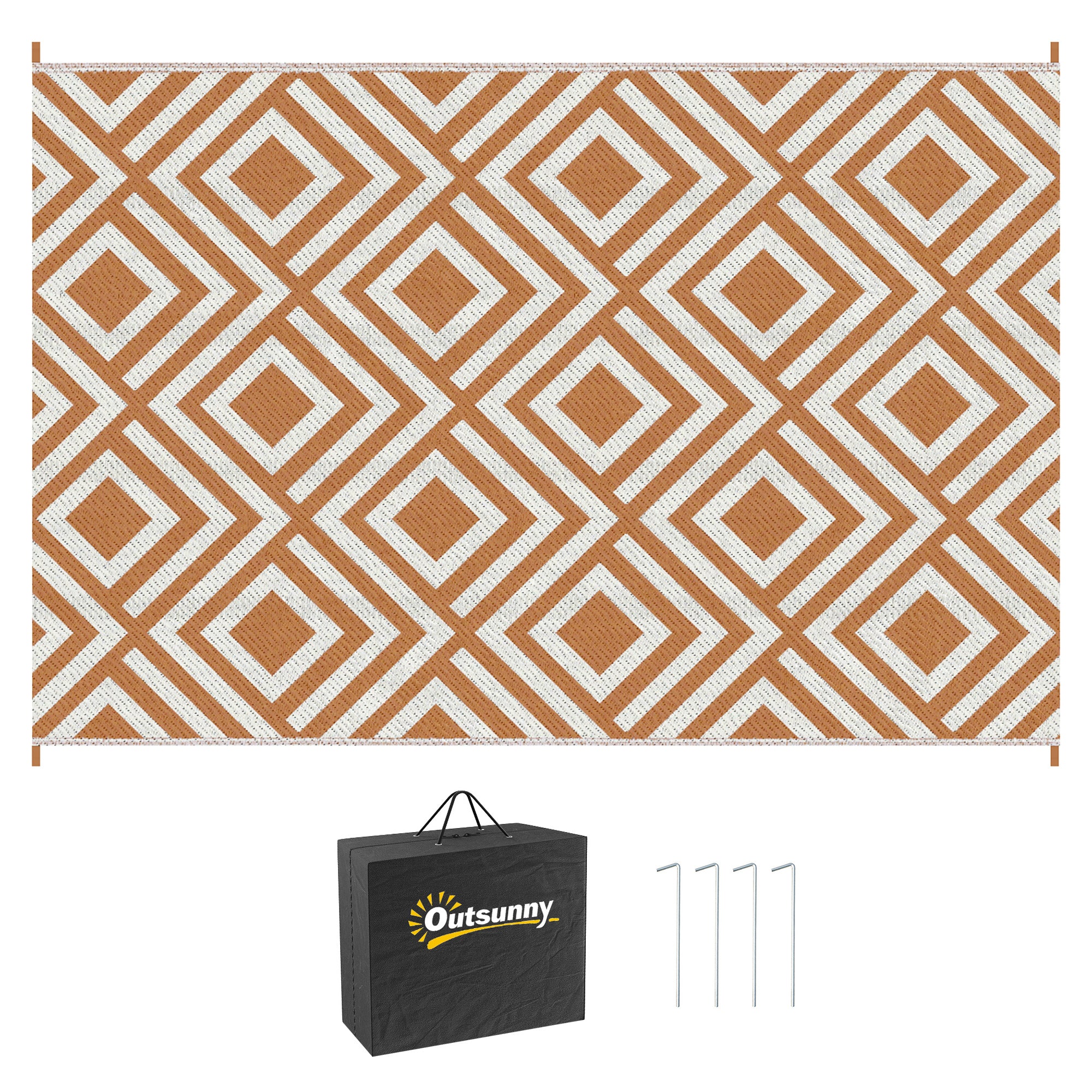 Polypropylene Outdoor Reversible Plastic Straw Rug 274cm Wide With Carry Bag - Velmora