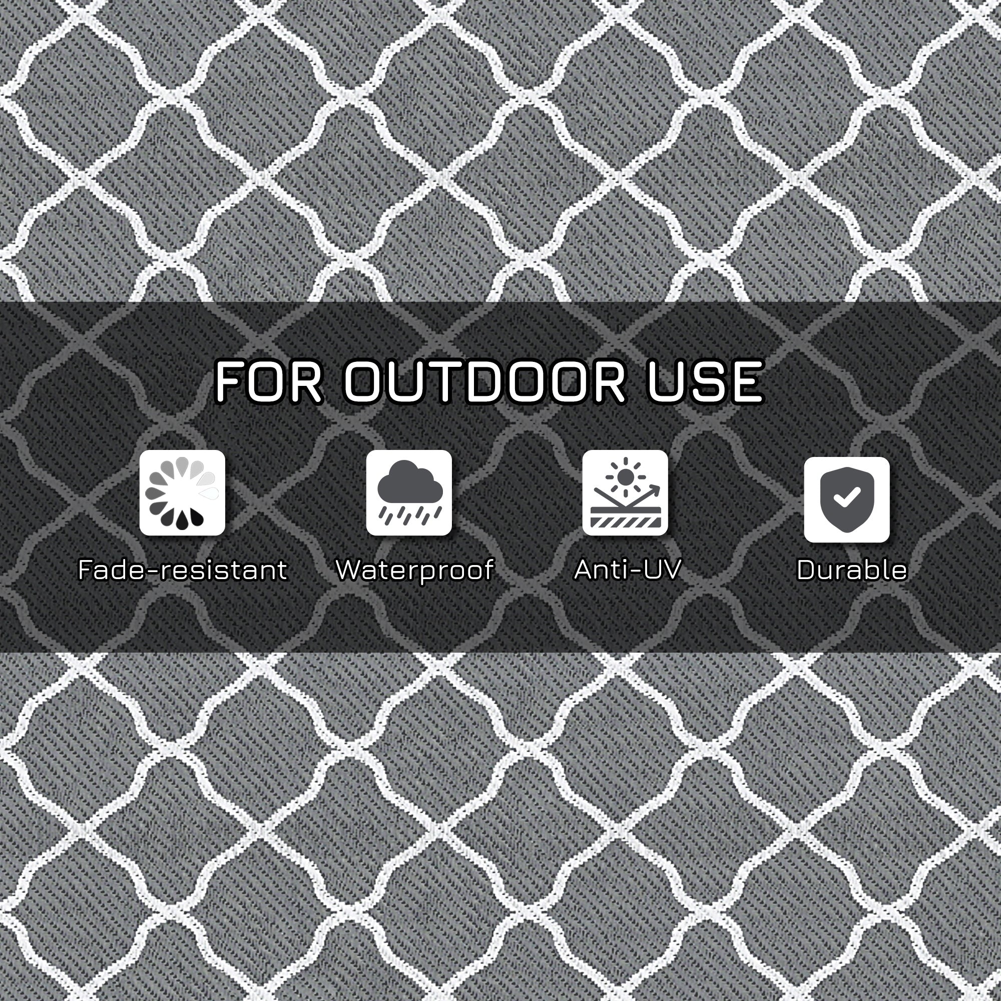 Polypropylene Outdoor Reversible Plastic Straw Rug 274cm Wide With Carry Bag - Velmora