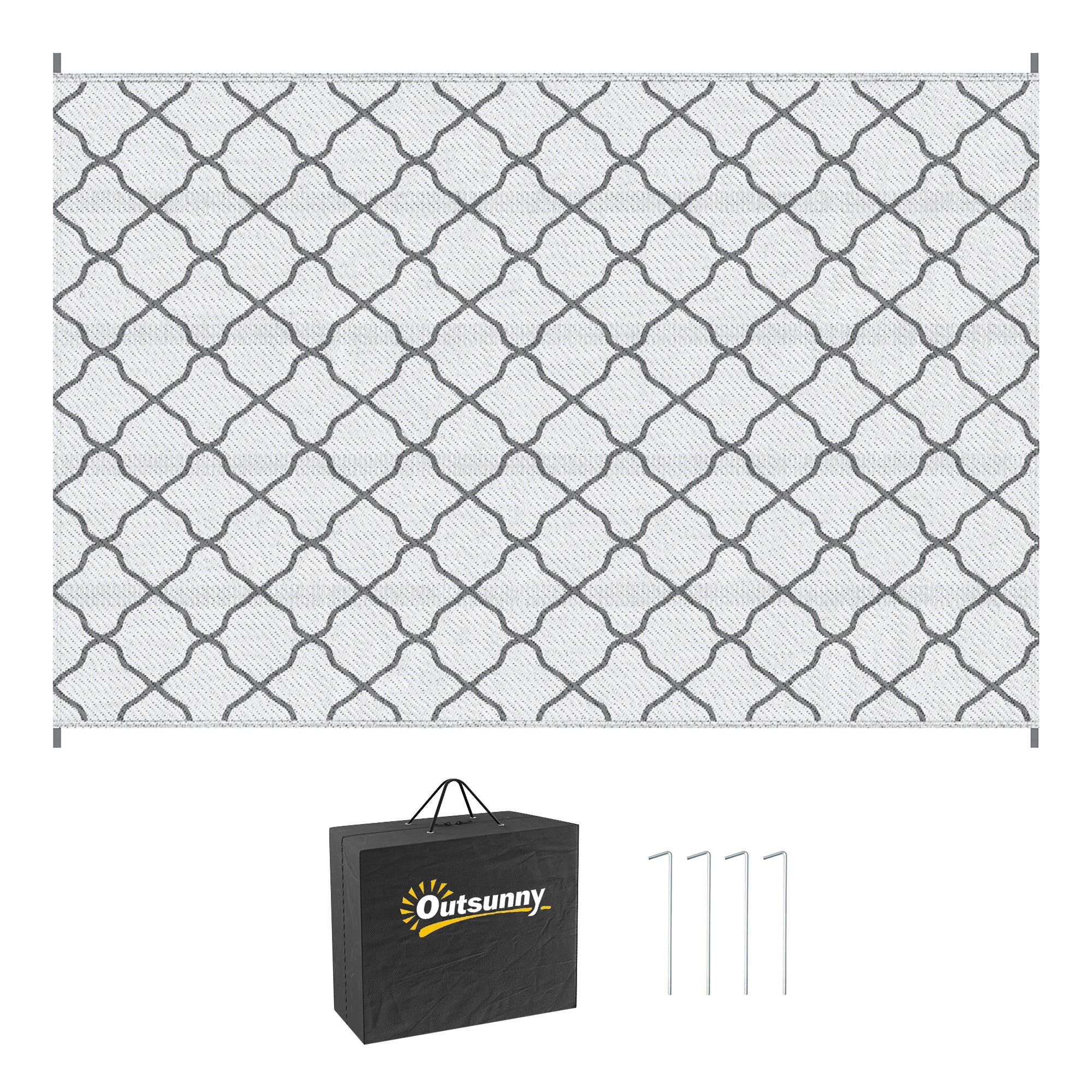 Polypropylene Outdoor Reversible Plastic Straw Rug 274cm Wide With Carry Bag - Velmora