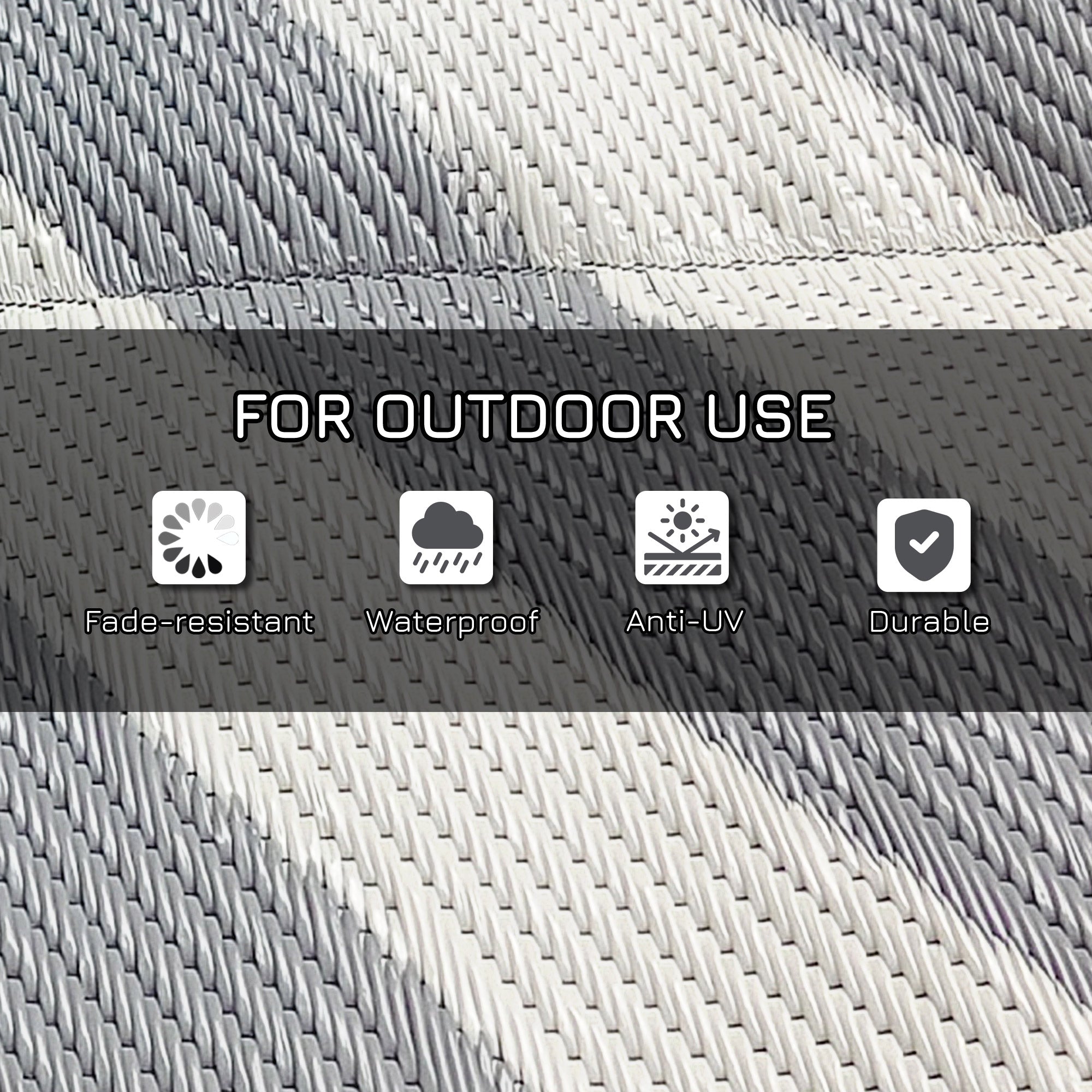 Polypropylene Outdoor Reversible Plastic Straw Rug 274cm Wide With Carry Bag - Velmora