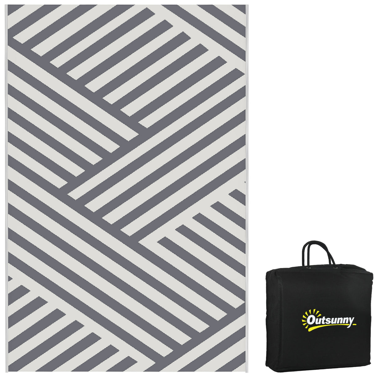 Polypropylene Outdoor Reversible Plastic Straw Rug 274cm Wide With Carry Bag - Velmora