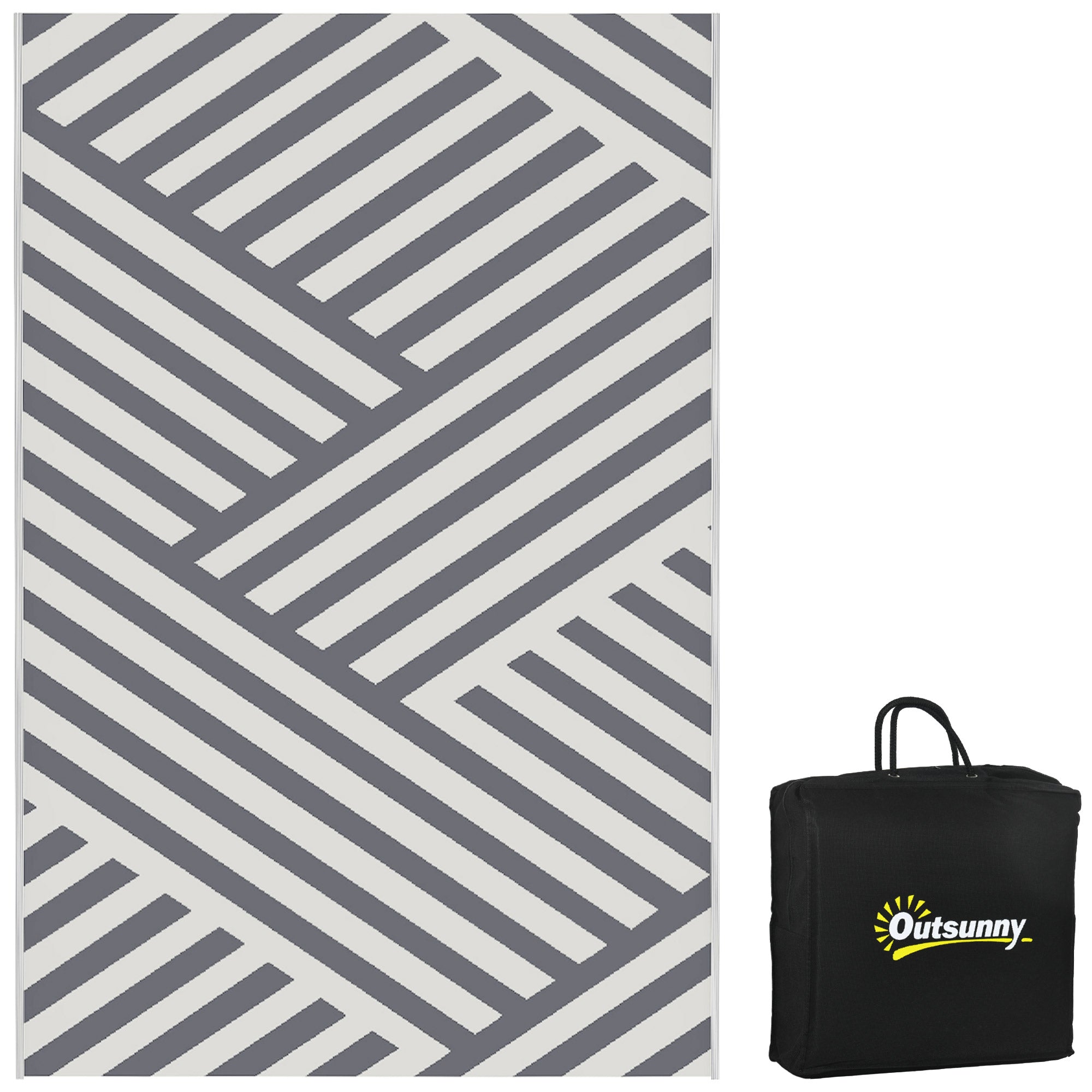 Polypropylene Outdoor Reversible Plastic Straw Rug 274cm Wide With Carry Bag - Velmora