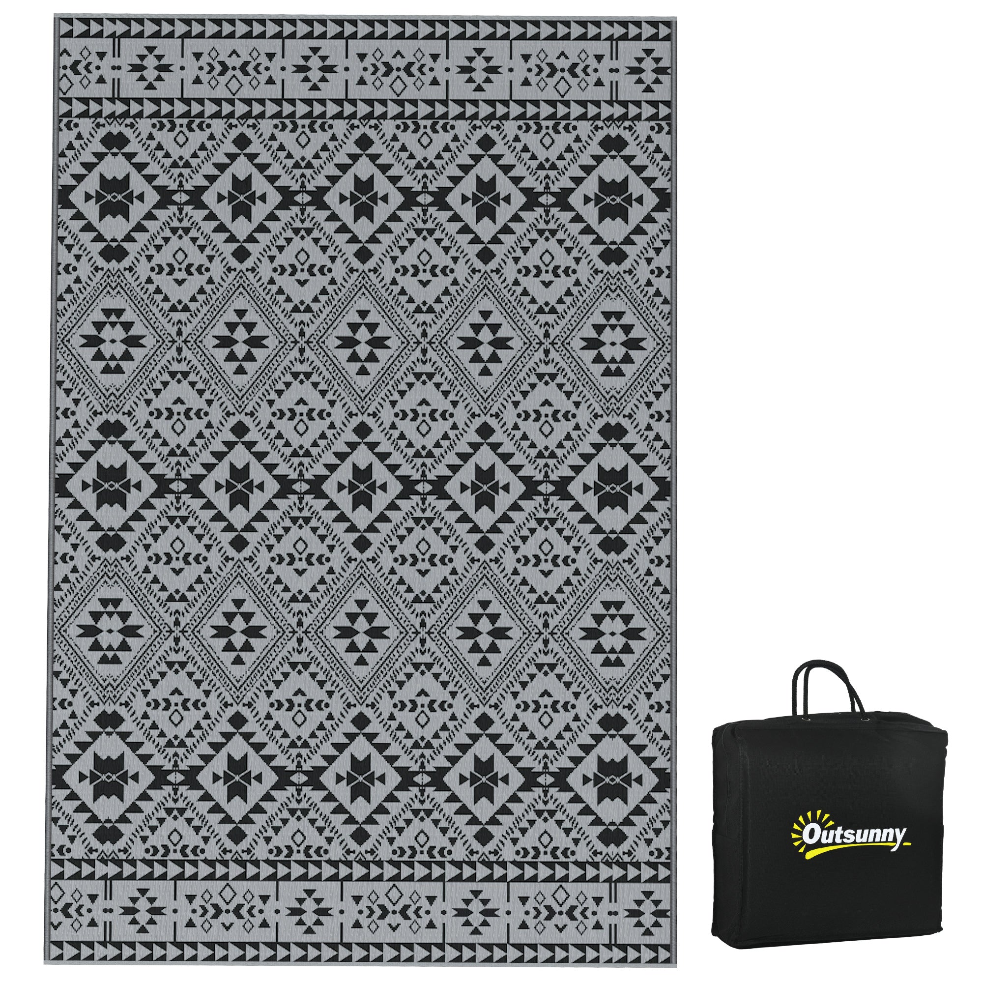 Polypropylene Outdoor Reversible Plastic Straw Rug 274cm Wide With Carry Bag - Velmora
