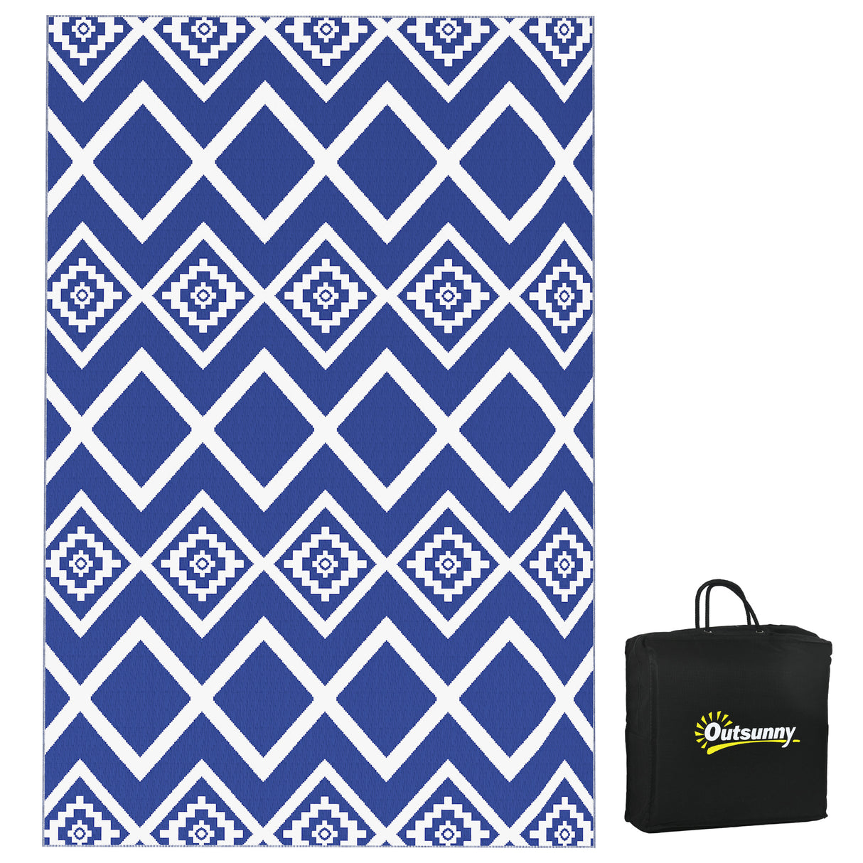 Polypropylene Outdoor Reversible Plastic Straw Rug 274cm Wide With Carry Bag - Velmora