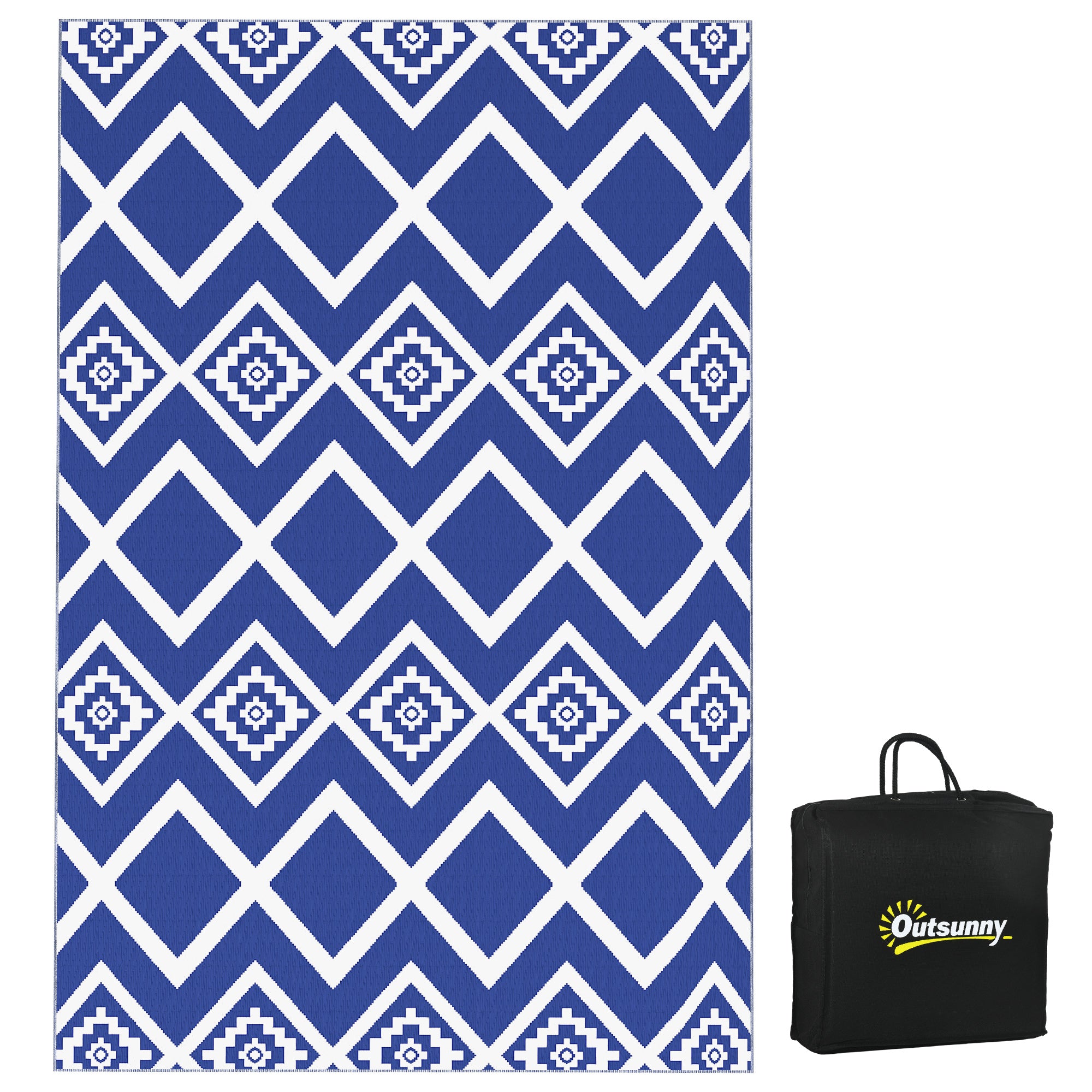 Polypropylene Outdoor Reversible Plastic Straw Rug 274cm Wide With Carry Bag - Velmora