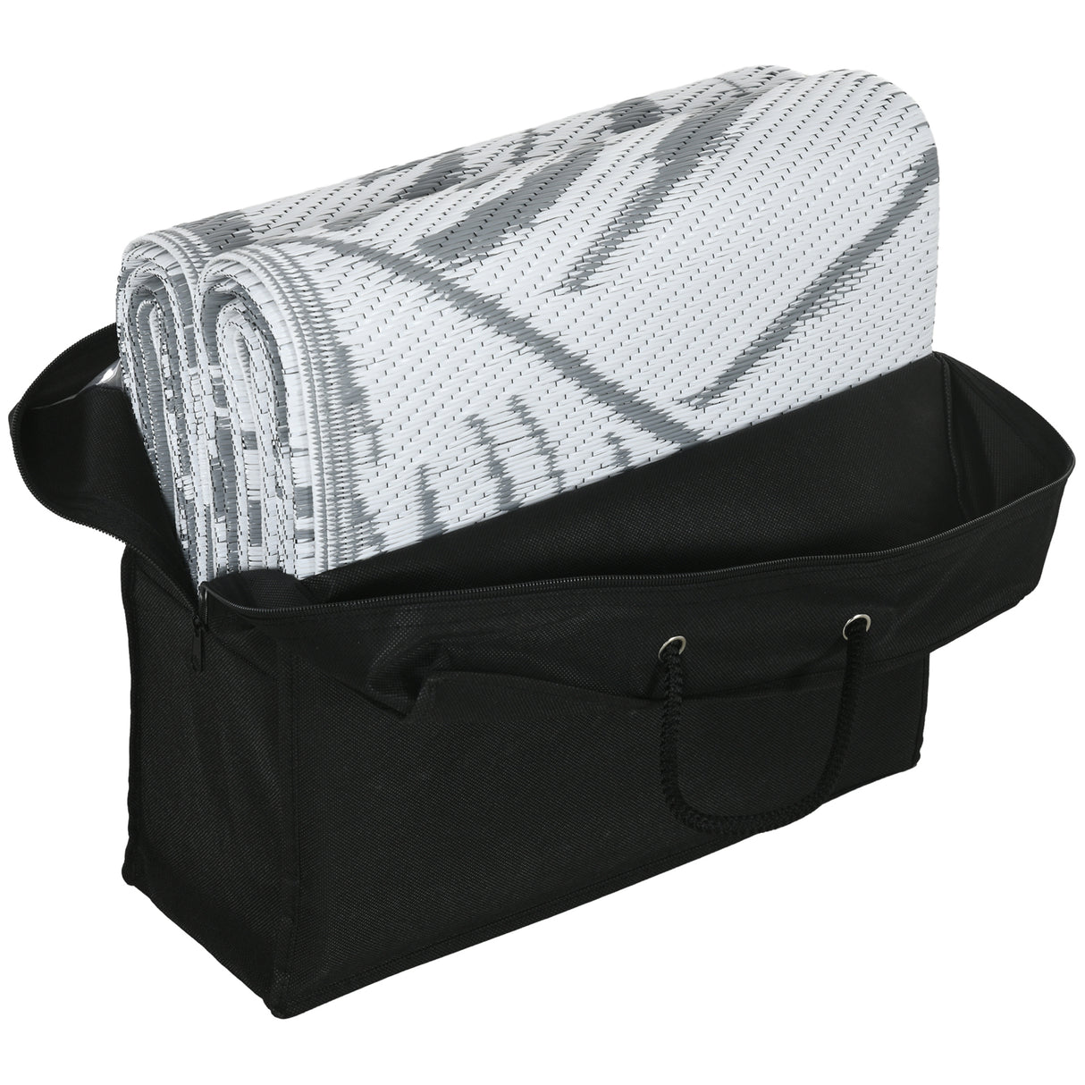 Polypropylene RV Outdoor Reversible Plastic Straw Rug 274cm Wide With Carry Bag - Velmora
