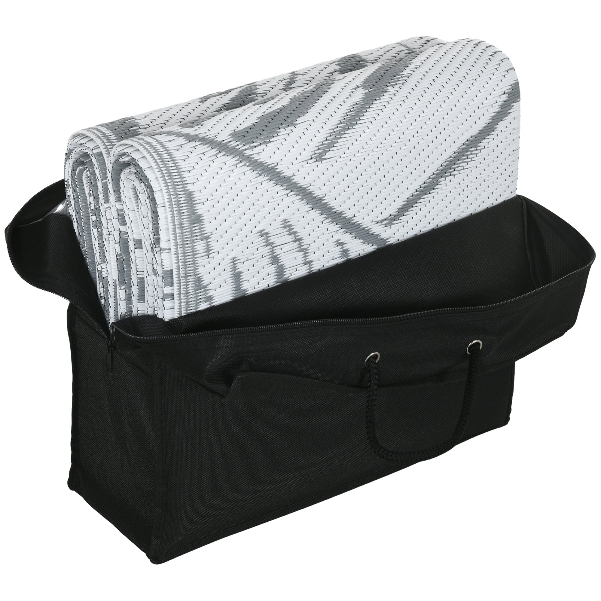 Polypropylene RV Outdoor Reversible Plastic Straw Rug 274cm Wide With Carry Bag - Velmora