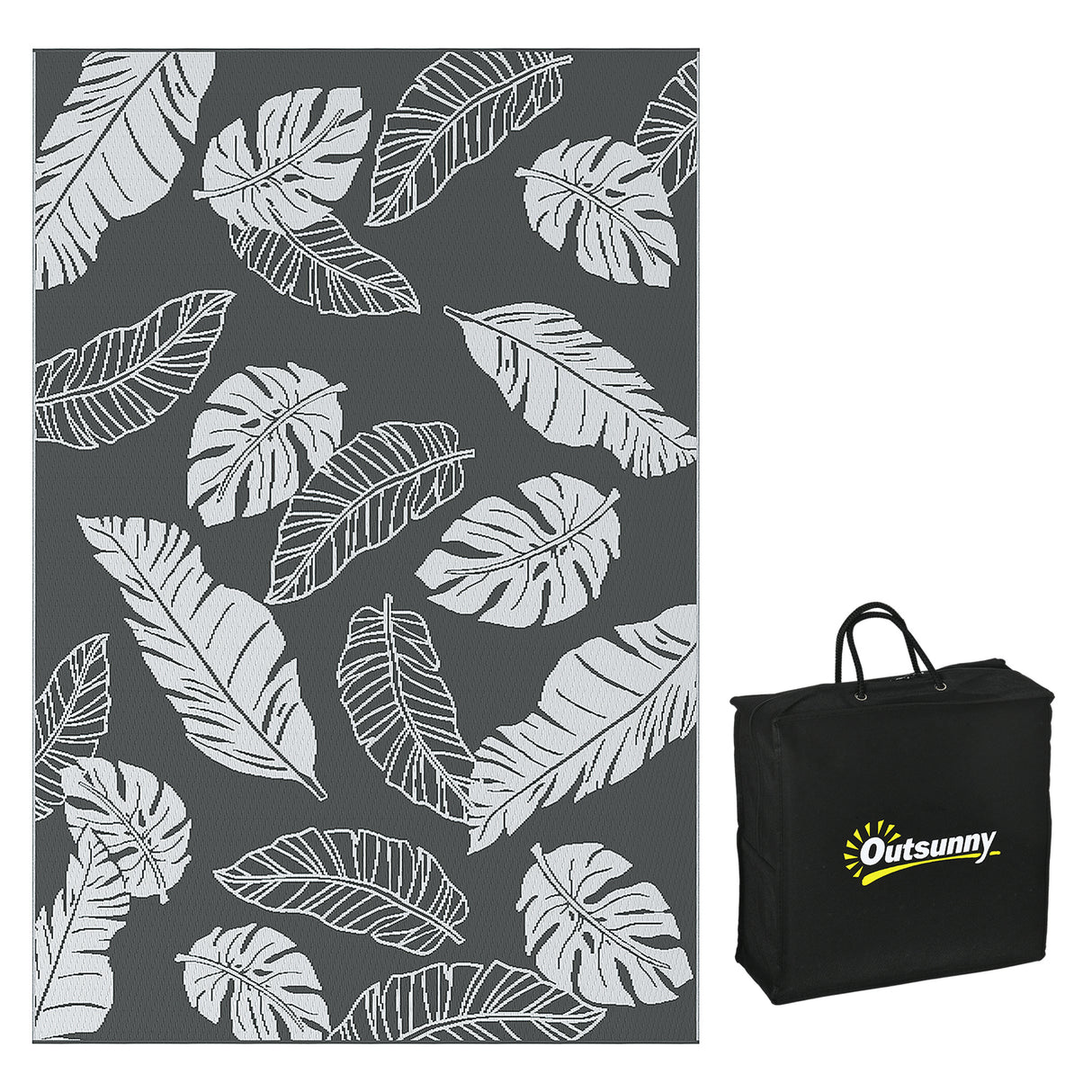 Polypropylene RV Outdoor Reversible Plastic Straw Rug 274cm Wide With Carry Bag - Velmora