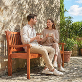 Poplar Wood 2 Seater Garden Bench With Ergonomic Backrest - Velmora