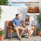 Poplar Wood 2 Seater Garden Bench With Ergonomic Backrest - Velmora