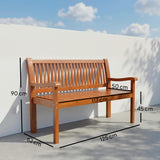 Poplar Wood 2 Seater Garden Bench With Ergonomic Backrest - Velmora