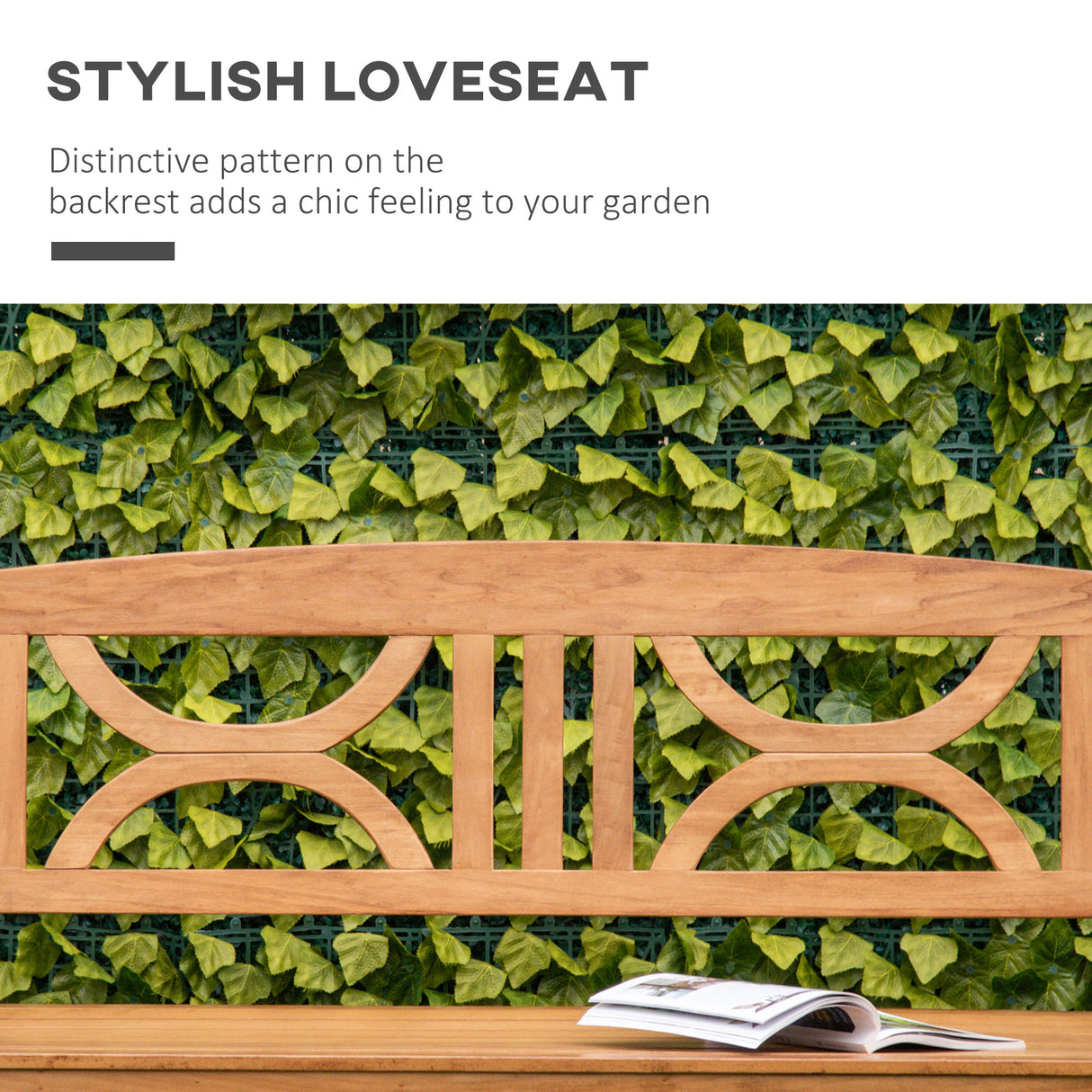 Poplar Wood 2 Seater Wooden Garden Bench Loveseat for Yard - Velmora