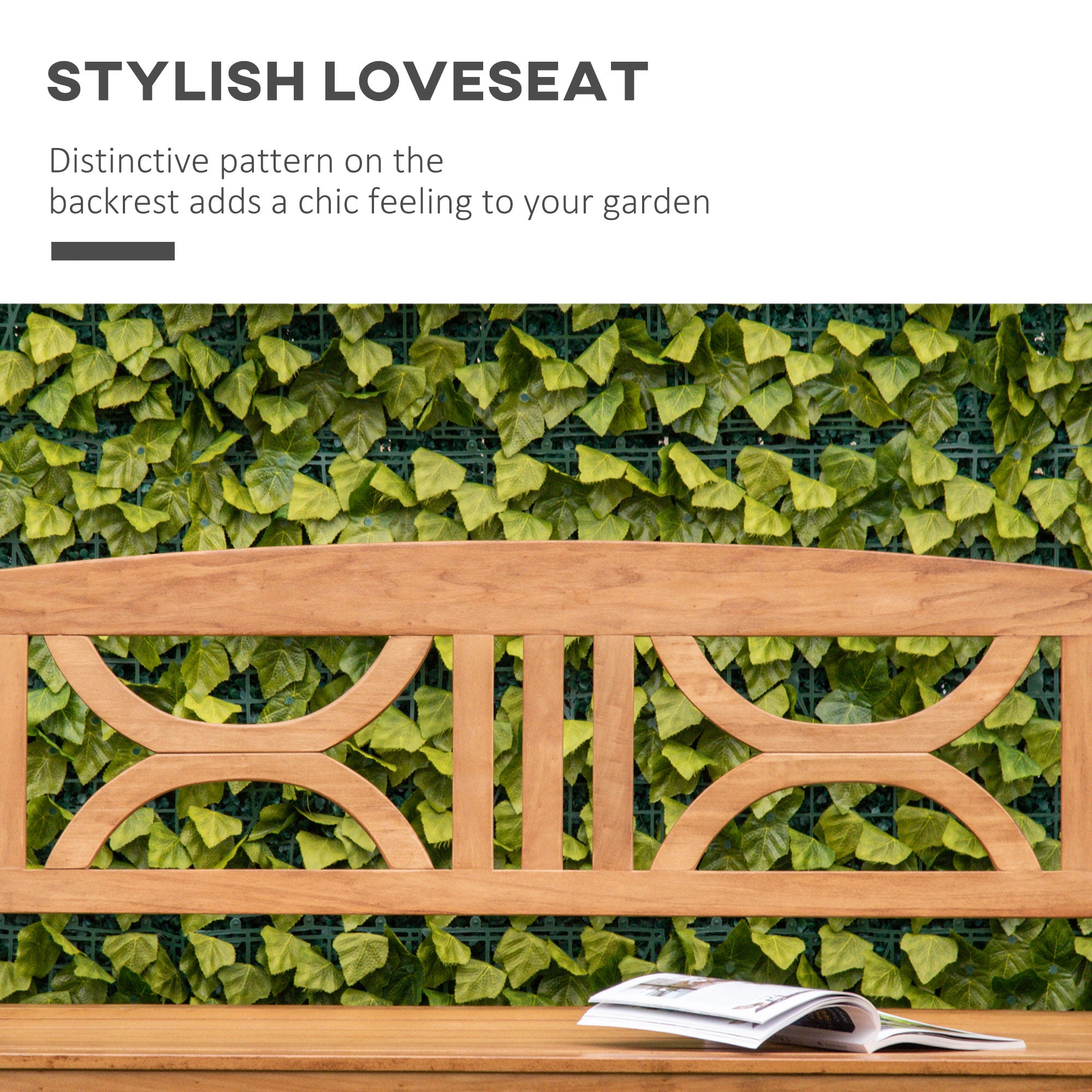 Poplar Wood 2 Seater Wooden Garden Bench Loveseat for Yard - Velmora