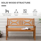 Poplar Wood 2 Seater Wooden Garden Bench Loveseat for Yard - Velmora