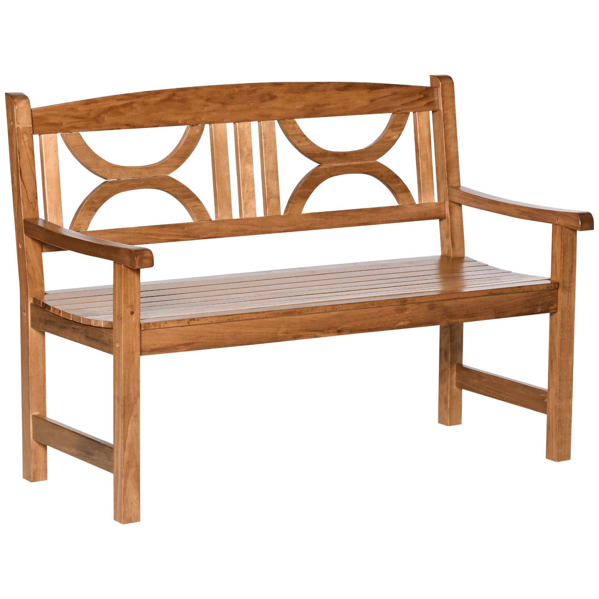 Poplar Wood 2 Seater Wooden Garden Bench Loveseat for Yard - Velmora