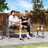 Poplar Wood 2 Seater Wooden Garden Bench Loveseat for Yard - Velmora