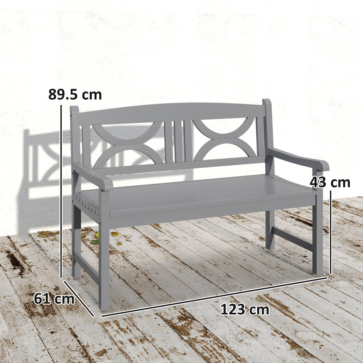 Poplar Wood 2 Seater Wooden Garden Bench Loveseat for Yard - Velmora