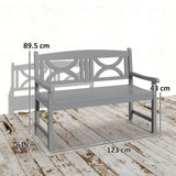Poplar Wood 2 Seater Wooden Garden Bench Loveseat for Yard - Velmora