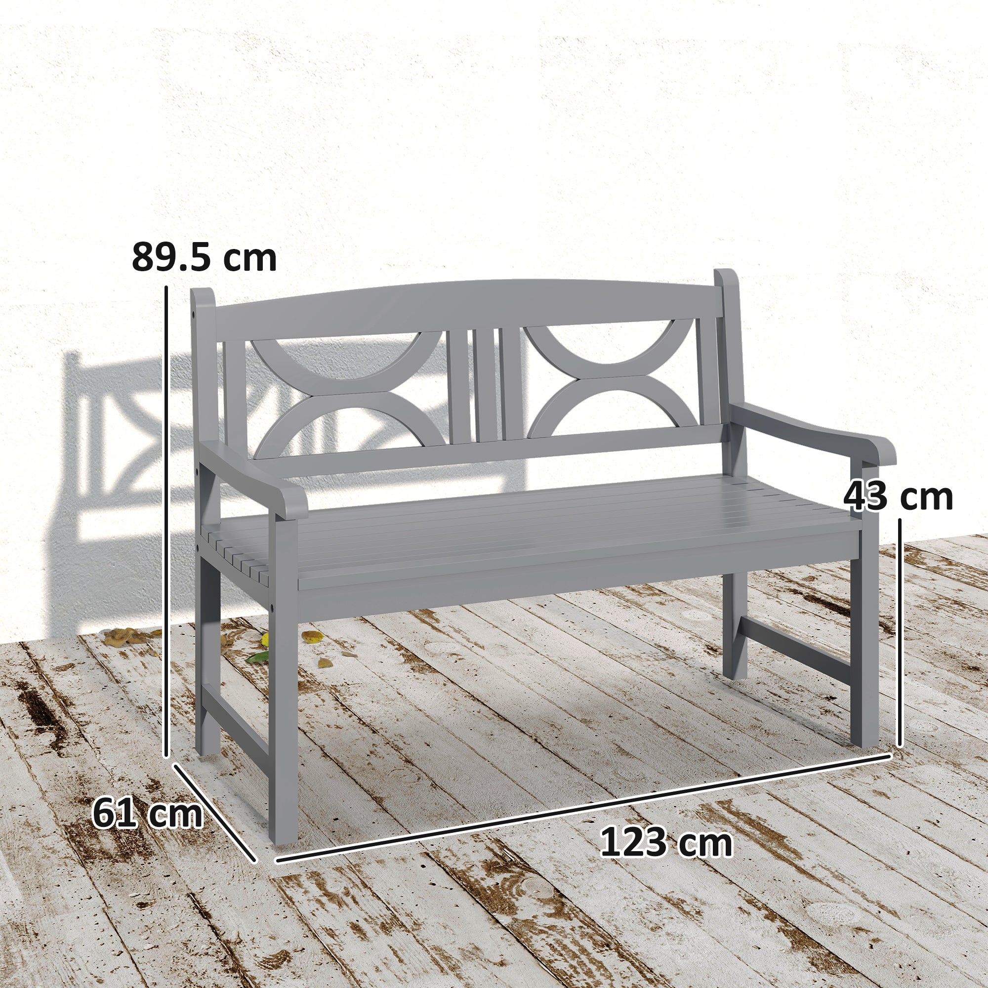 Poplar Wood 2 Seater Wooden Garden Bench Loveseat for Yard - Velmora