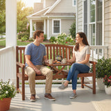 Poplar Wood Garden Loveseat 2 to 3 Seater Bench - Velmora