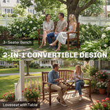 Poplar Wood Garden Loveseat 2 to 3 Seater Bench - Velmora