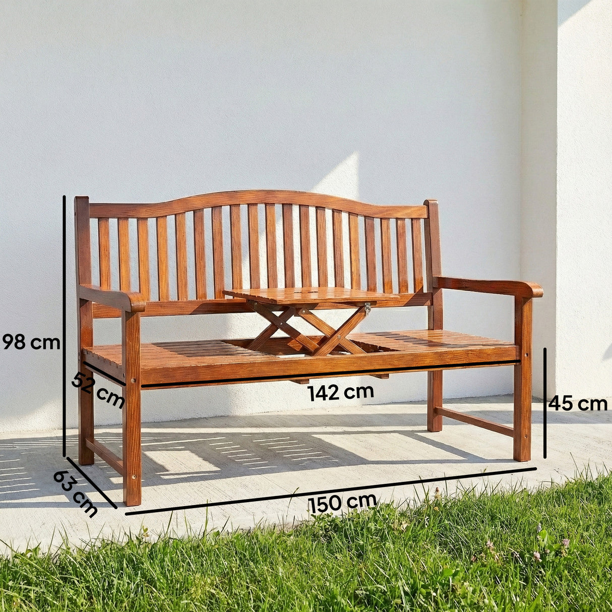 Poplar Wood Garden Loveseat 2 to 3 Seater Bench - Velmora