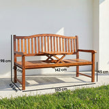 Poplar Wood Garden Loveseat 2 to 3 Seater Bench - Velmora