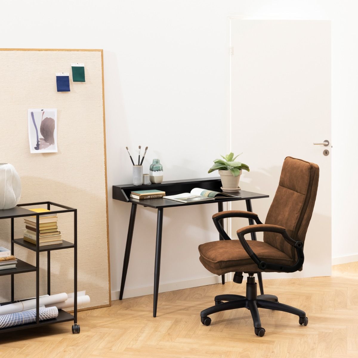 Preston Fabric Home And Office Chair Swivel With Armrest - Brad