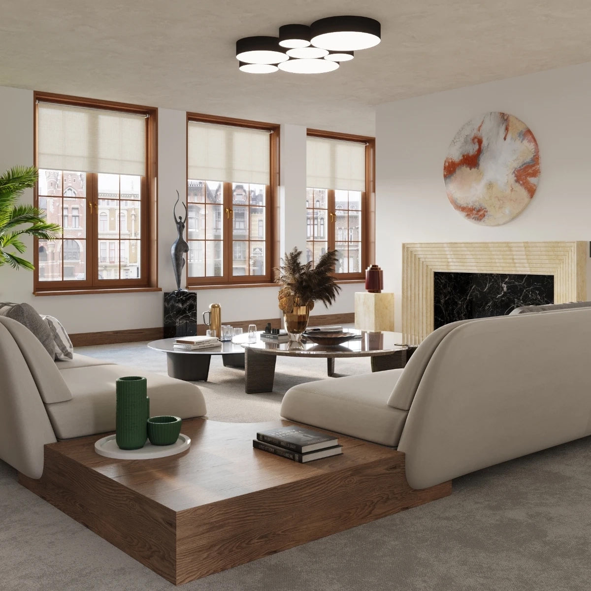 PVC Ceiling Light Round With Arena 55 Lamp - Spanish Orange