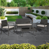 Rattan Garden Set 4 Piece With Coffee Table - Cedar