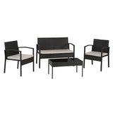 Rattan Garden Set 4 Piece With Coffee Table - Cedar