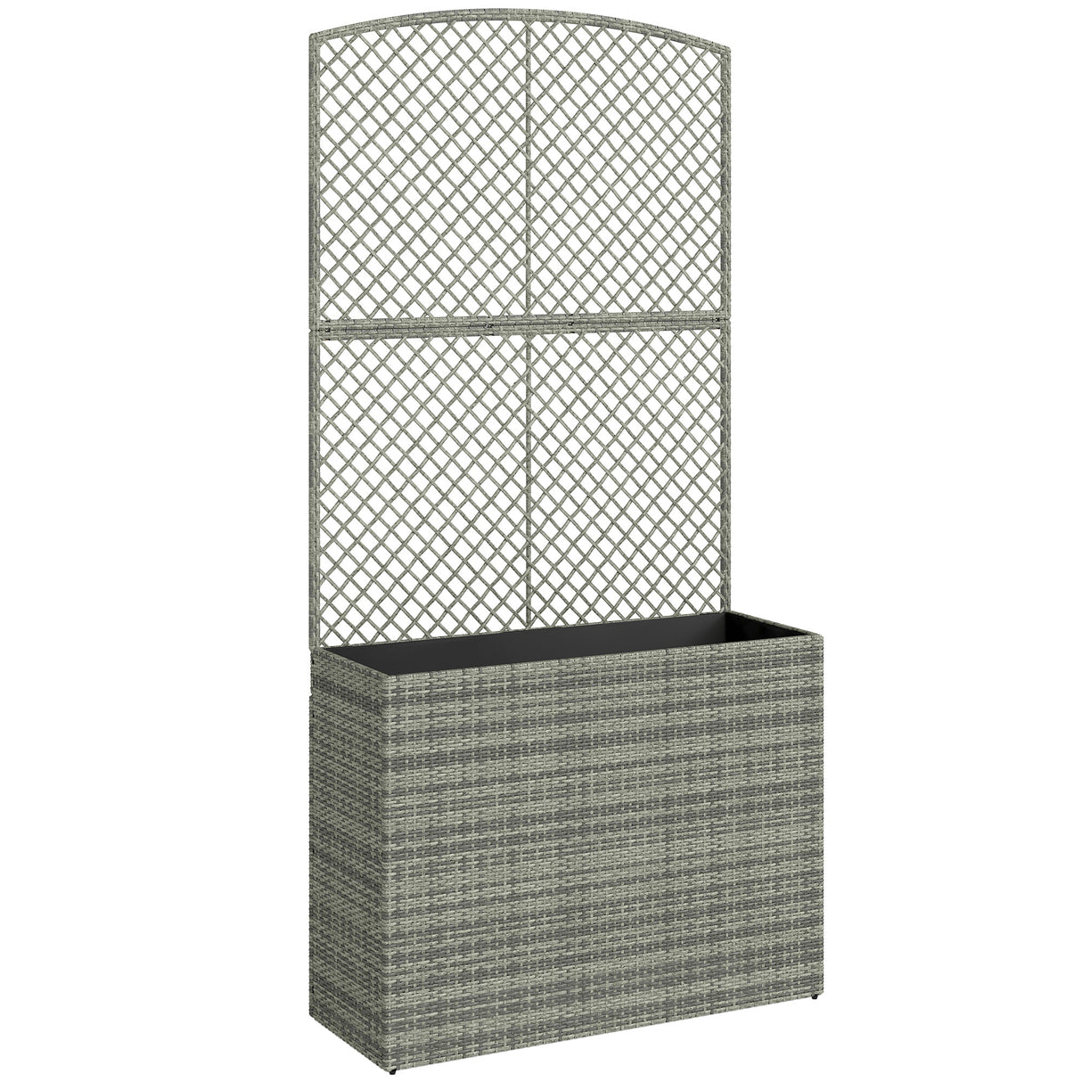 Rattan Outdoor Garden Planter With Trellis 80cm Wide - Velmora