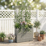 Rattan Outdoor Garden Planter With Trellis 80cm Wide - Velmora