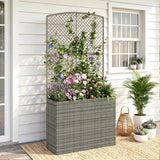 Rattan Outdoor Garden Planter With Trellis 80cm Wide - Velmora