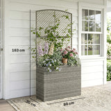 Rattan Outdoor Garden Planter With Trellis 80cm Wide - Velmora