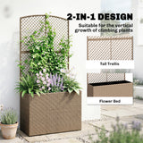 Rattan Outdoor Garden Planter With Trellis 80cm Wide - Velmora